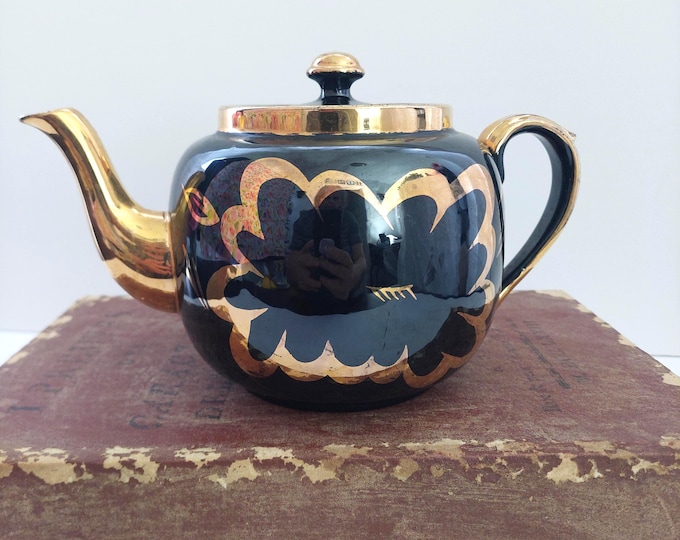 Vintage Blue Gibson English Teapot Mid Century Staffordshire England