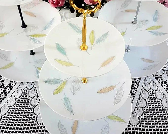 Handmade Rosenthal Autumn Leaves 3 Tier Cake Stand Fall Porcelain Plates Serving Tray