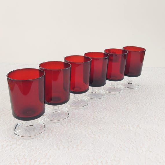 Luminarc Cavalier Ruby Red 4oz Cordial Glasses Set of 6