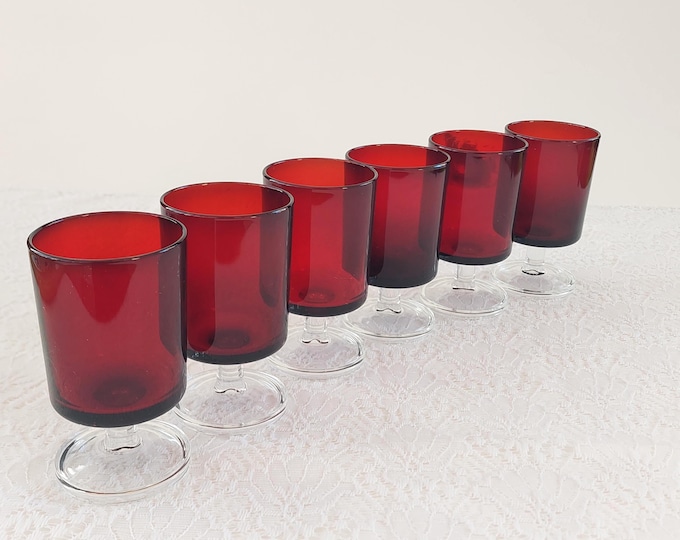 Luminarc Cavalier Ruby Red 4oz Cordial Glasses Set of 6