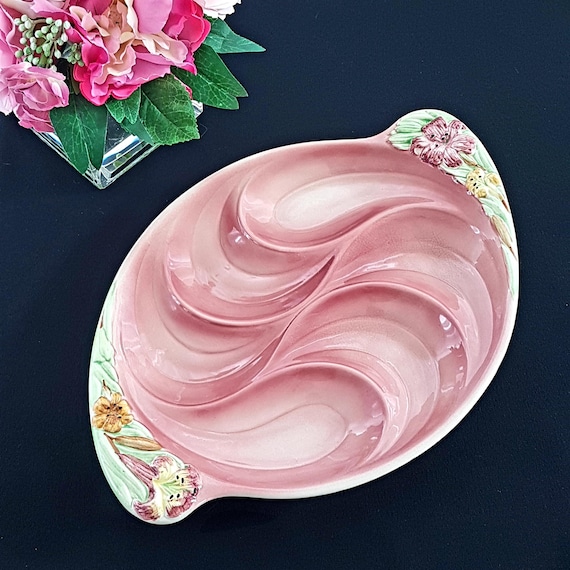 Shorter and Son Rose Bouquet Pink Divided Serving Dish Vintage Made in England