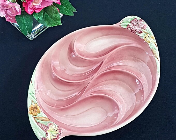 Shorter & Son Rose Bouquet Pink Divided Serving Dish or Trinket Tray
