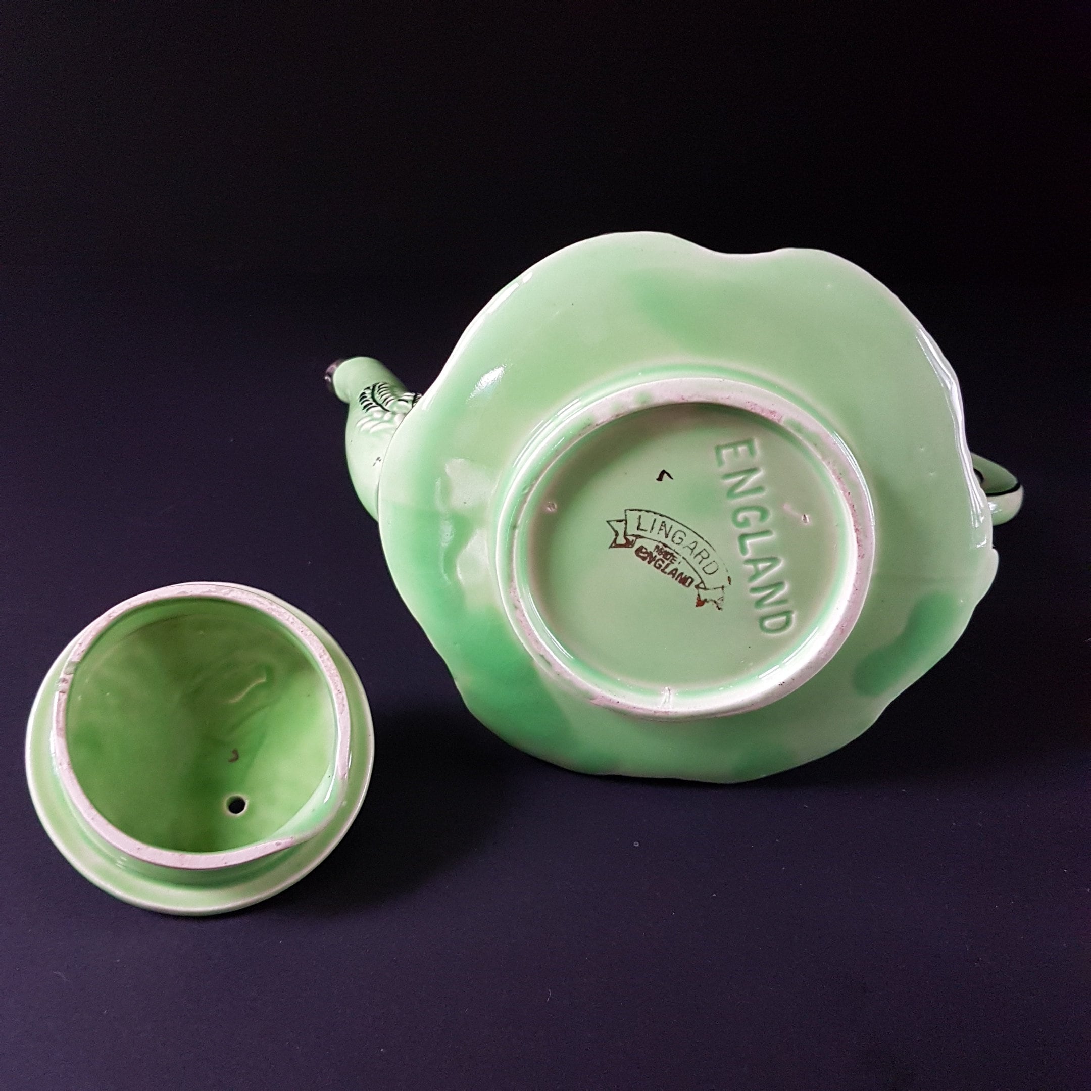 Vintage WHEATSHEAF Green Lingard Teapot, 5 Cup Capacity, Art Deco