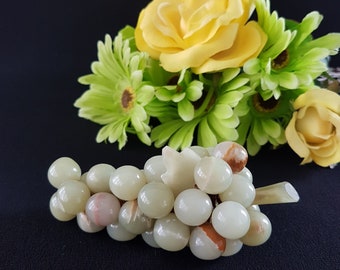 Green Onyx Grapes, Vintage Stone Fruit, Faux Fruit Bowl Filler