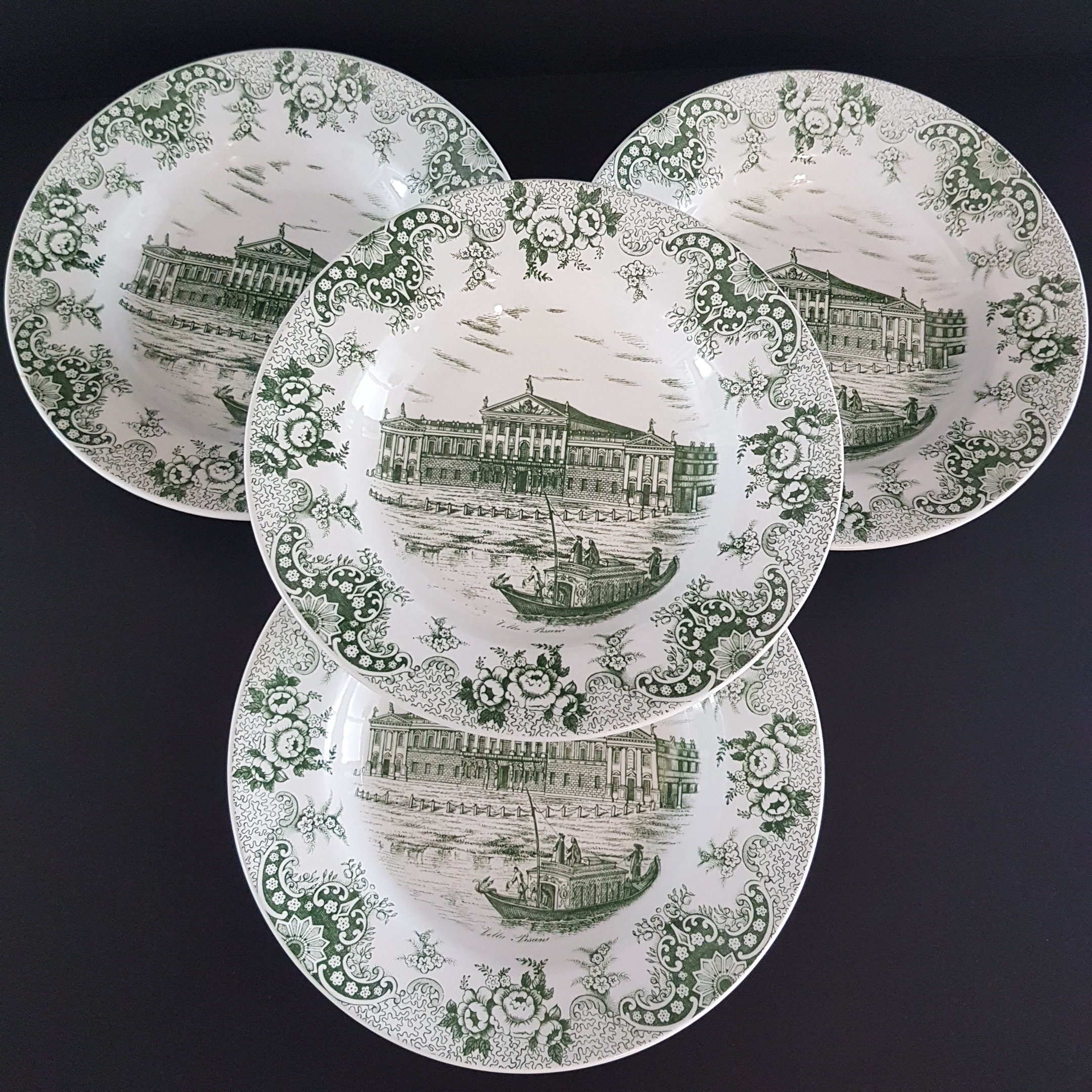 Auova Fontebasso S.p.A. Italy, Set of 4 Rimmed Soup Bowl Set, Pasta