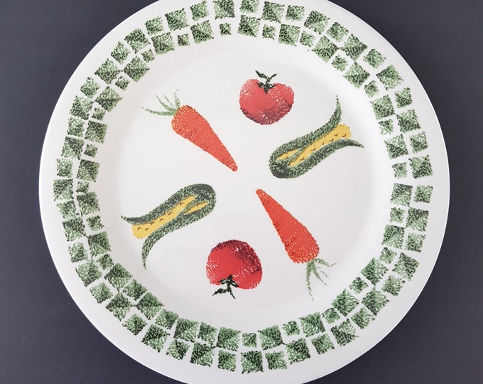 Arcopal VEGETABLES, 10.75 Inch Dinner Plates, Sets of 2, Milk Glass Dinnerware, Made in France