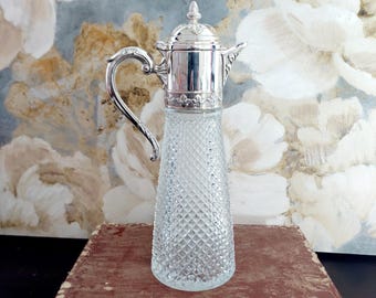 Italian Silver Plated Glass Claret Jug Wine Carafe