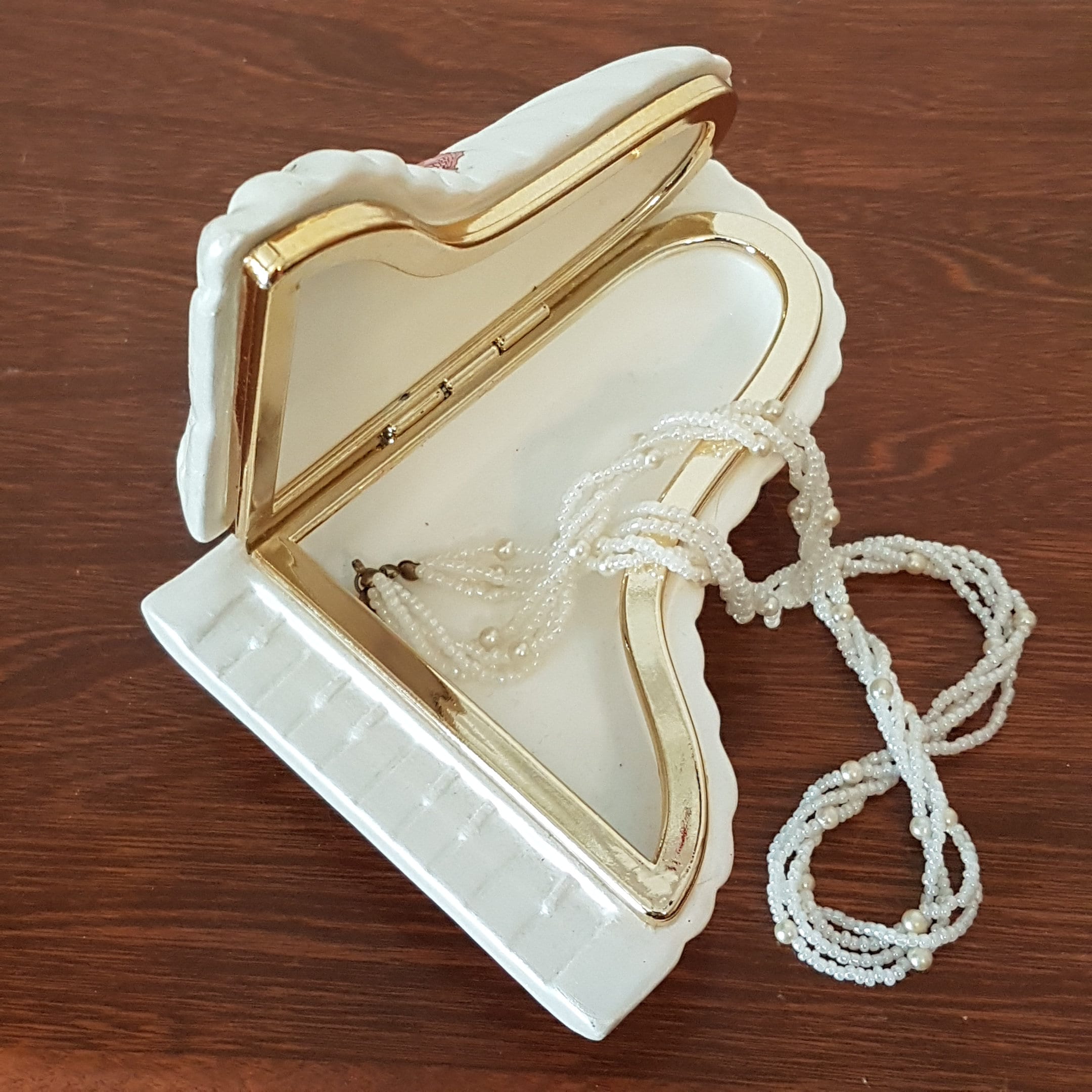 Vintage BERGER Italy Grand Piano Jewelry Box with Hinged Top, Mother of