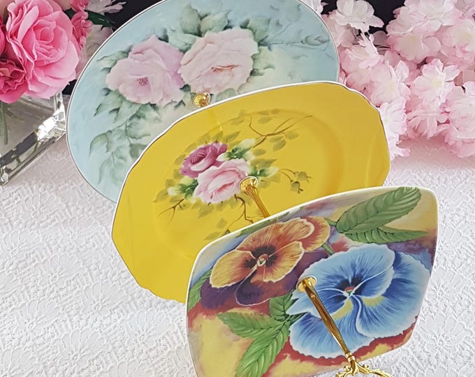 Elegant 3-Tier Floral Cake Stand: Handmade Dessert Tray for Weddings, Tea Parties & Home Decor