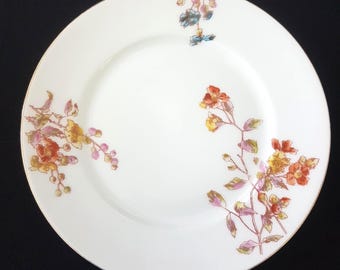 Hand Painted Limoges Antique French Porcelain Dessert Plate Set of 4, Vintage 1890-1902 Floral