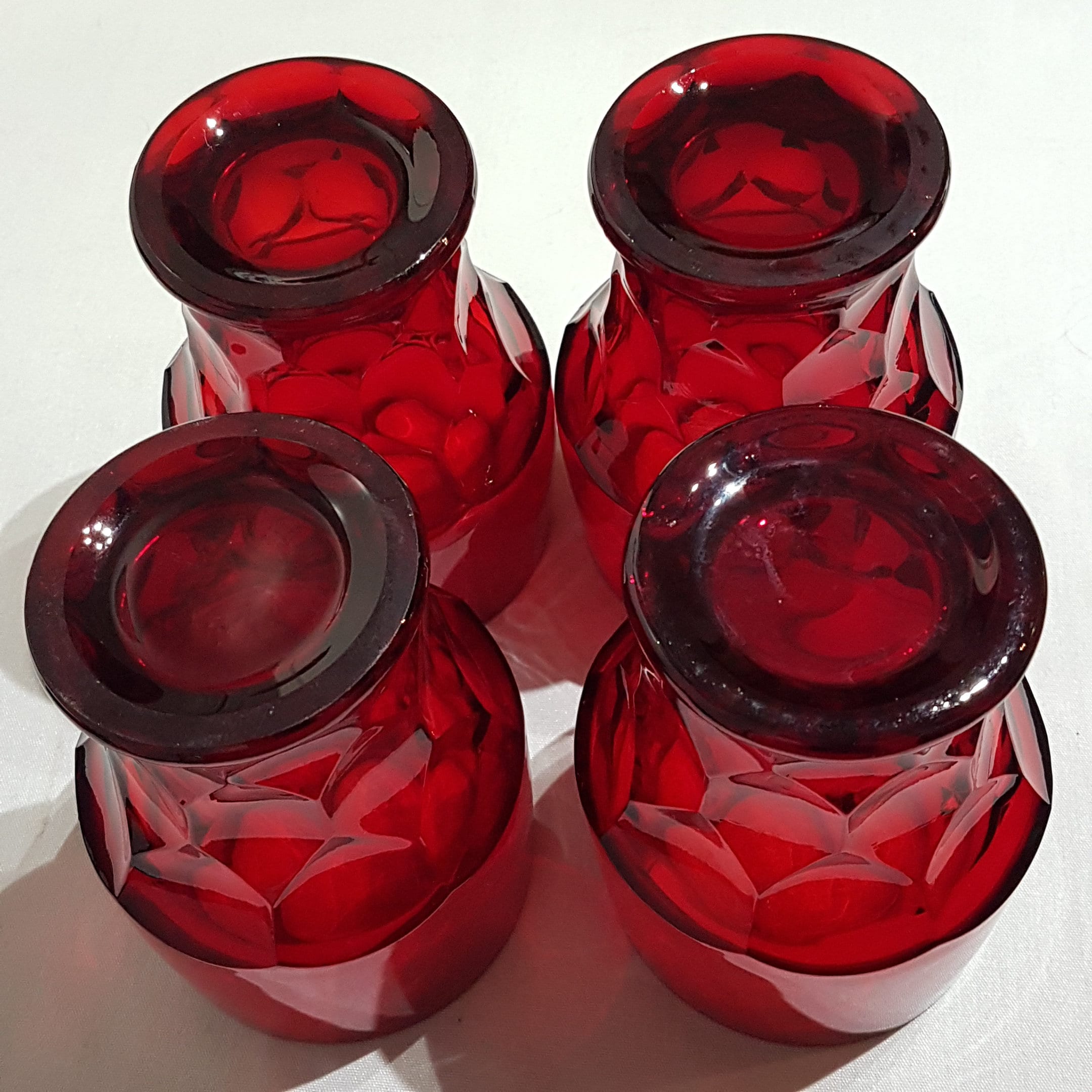 Set of 4 Vintage Ruby Red Viking Glass, MCM, Retro