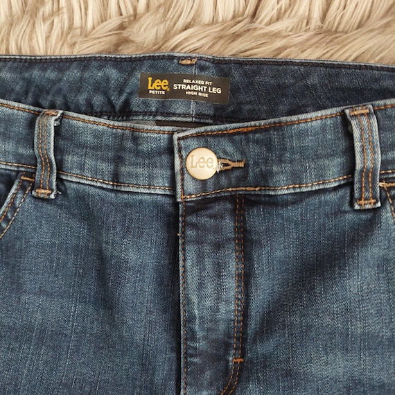 Lee Petite Relaxed Fit Size 16 Straight Leg High Rise Jeans