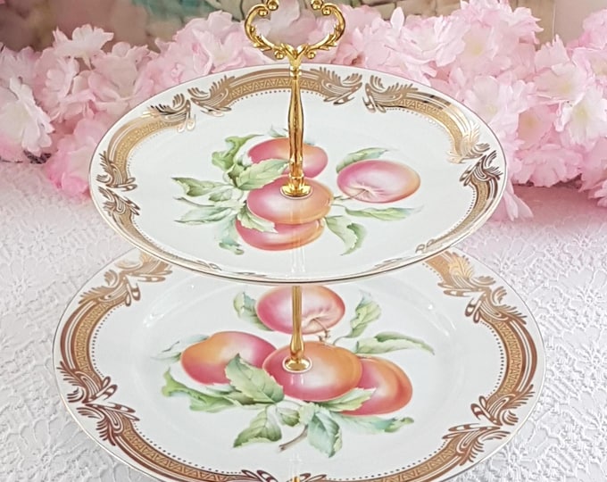 Handmade 2 Tier Dessert Stand Farmhouse Apple Tiered Serving Tray