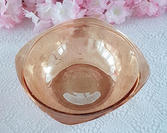 Carnival Glass Serving Bowl Jeannette Glass Louisa Iridescent Floragold 1950s