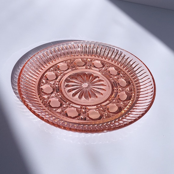 Vintage Indiana Glass Pink Dessert Plate - Windsor / Peach Ballad Pattern (6.5")