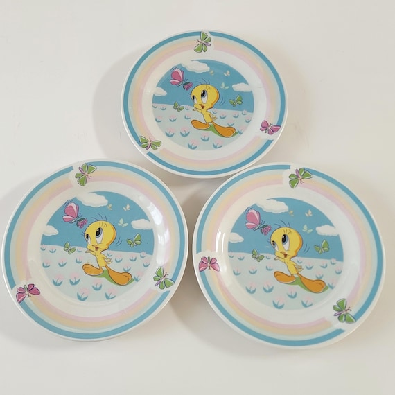 Vintage Gibson Tweety Bird Porcelain Plates - Set of 3 - Warner Bros 1990s Collectible