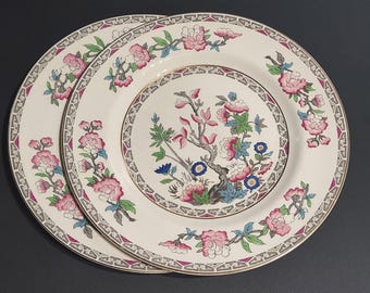 Vintage J&G Meakin Indian Tree Dinner Plates, Set of 2, Chinoiserie England