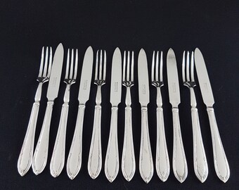 Vintage Yeoman Silver Plate Dessert Cutlery Set: Tea Party Forks & Knives