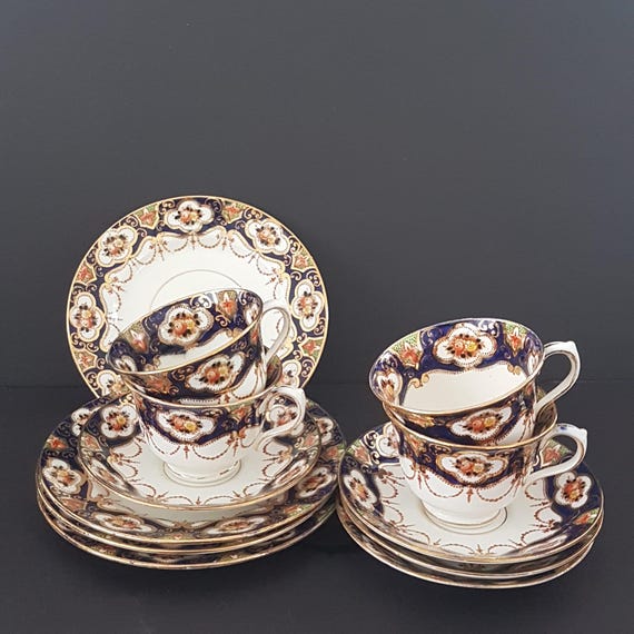 Antique Royal Albert Heirloom Tea Set: Imari Colors, Tea for Four