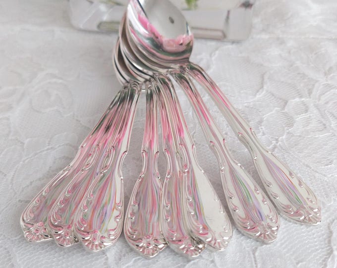 8 Noritake Serenade Silverplate Small Tea Spoons Vintage Cutlery Set Replacement