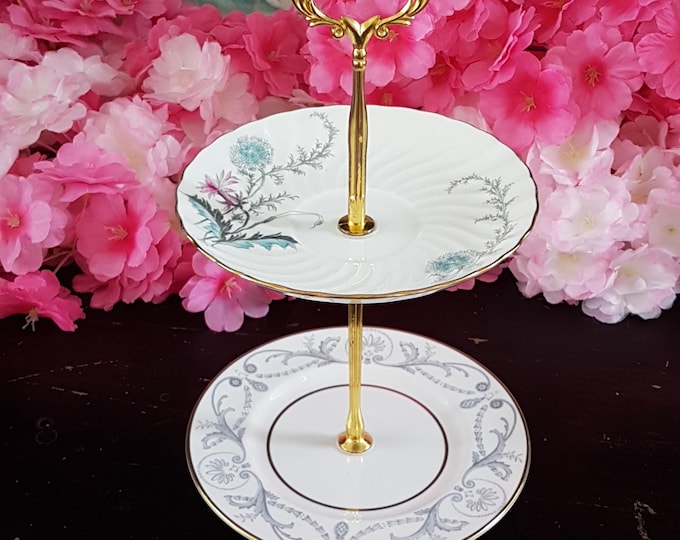 Elegant 2-Tier Bridgerton-Inspired Stand for Tea Parties, Desserts, and Jewelry Display
