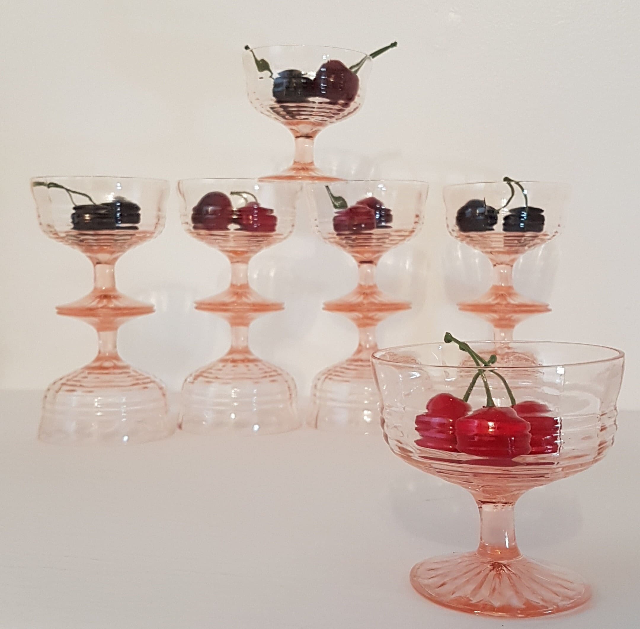 Pink Depression Era Anchor Hocking Glass Pedestal Dessert Cup, Ice