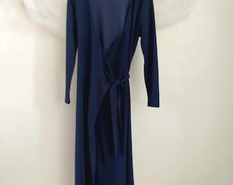 Banana Republic Navy Blue Long Sleeve Wrap Dress Petite Medium