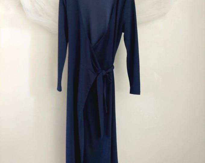 Banana Republic Navy Blue Long Sleeve Wrap Dress Petite Medium