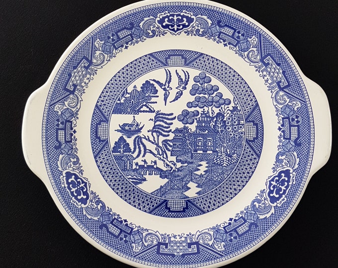 Blue Willow Ware Round Platter, 11 inch, Royal China Company, Made in USA, 1940s