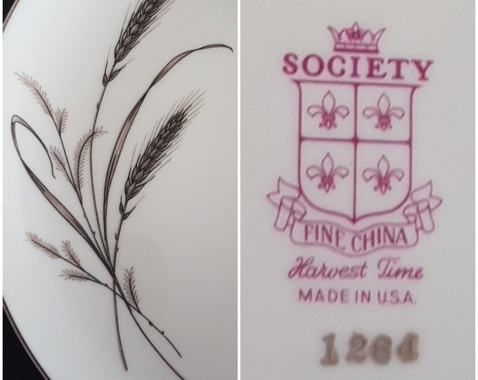 Dinner Plates, HARVEST TIME, Society Fine China, Fine Arts China, 10.75 Inch, Set of 6, Made in USA