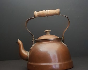 Vintage Copper Tea Kettle Stovetop, Made in Portugal, Copper Kitchen Decor