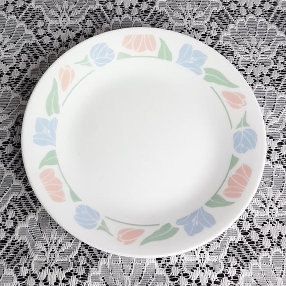 4pc Corelle FRIENDSHIP Side Plate Set with Pastel Floral Rim, USA