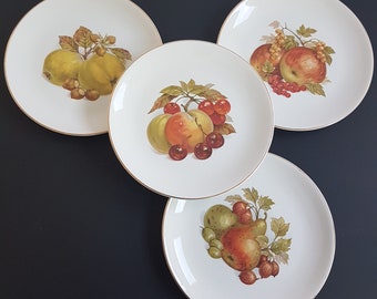 Myott Fine Ironstone Salad Plates: Fruit & Nut Design, Set of 4