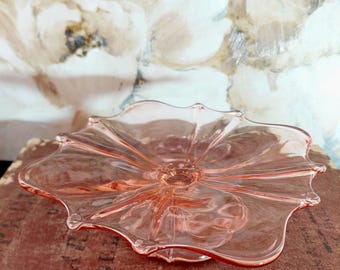 1930s Tiffin-Franciscan Pink Depression Glass Line #310 Pedestal Serving Plate