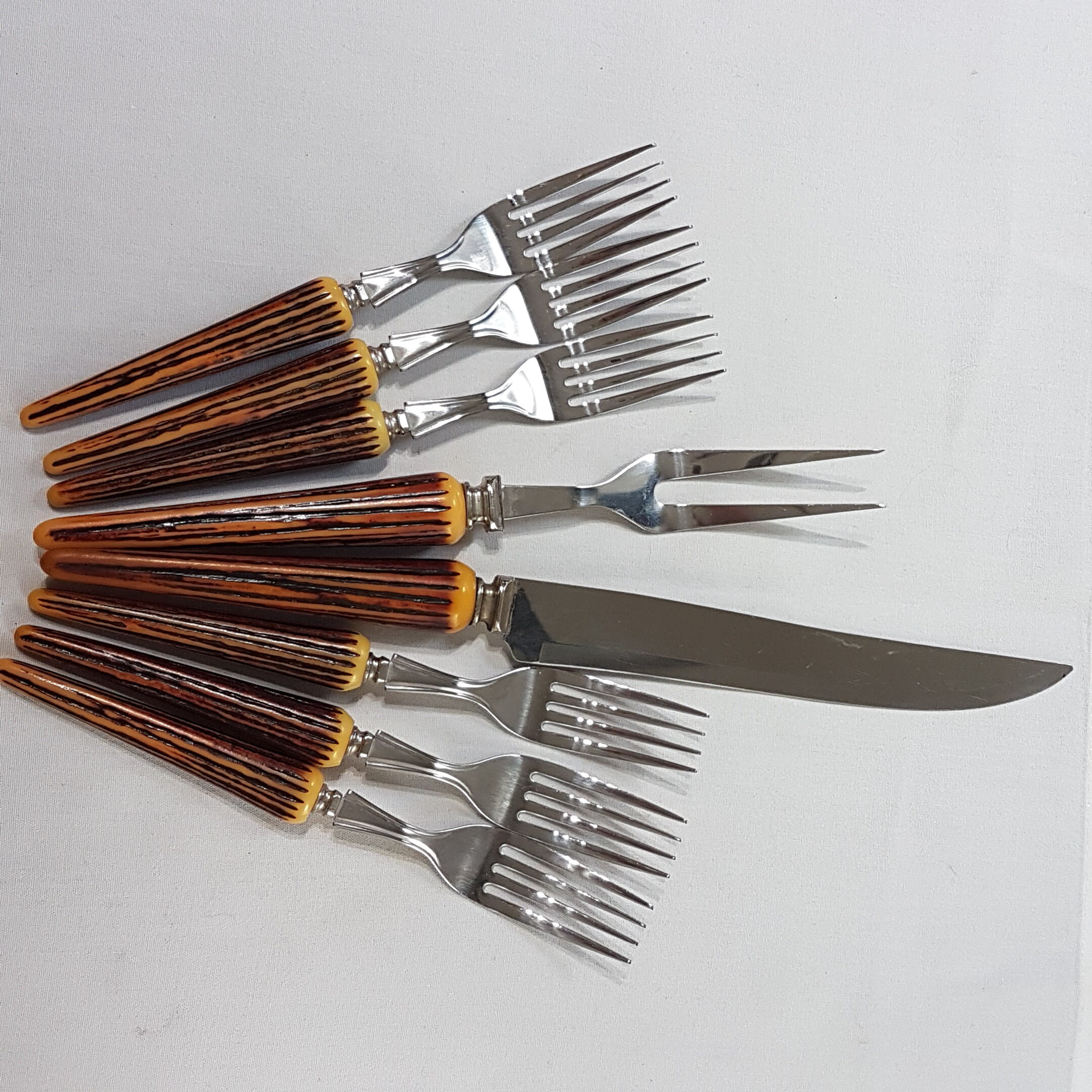 Vintage Carving Set Meat Serving Fork Meat Carving Knife with 6 Dinner