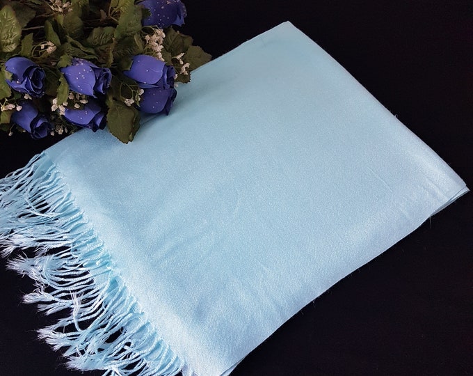 Pashmina Scarf, Vintage Light Blue Evening Shawl, Pashmina Wrap, Womens Scarves, Fashion Accessory
