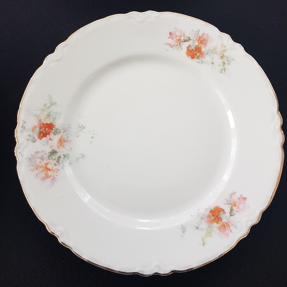 Antique Moschendorf REX Bavaria Porcelain Floral Side Plates Set of 4 Vintage Dessert Bread