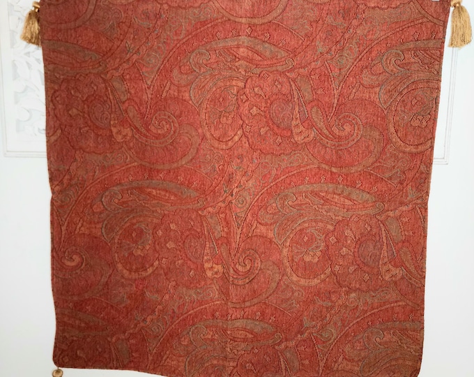 Vintage Red Paisley Brocade Square Tablecloth