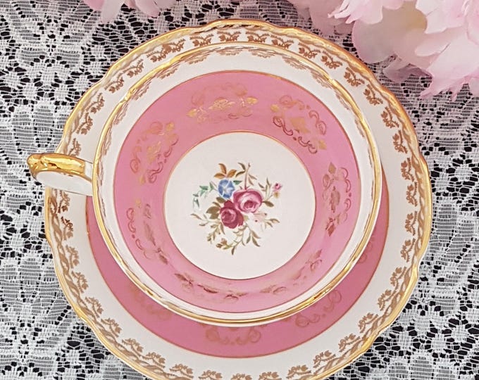 1940 Pink Wide Mouth Tea Cup & Saucer by Sutherland Bone China England with Gift Options