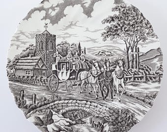 Myott Royal Mail Bread Plates (Set of 4): Vintage Brown Transferware, Made in England