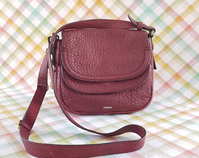 FOSSIL Leather Crossbody Bag, Burgundy Red