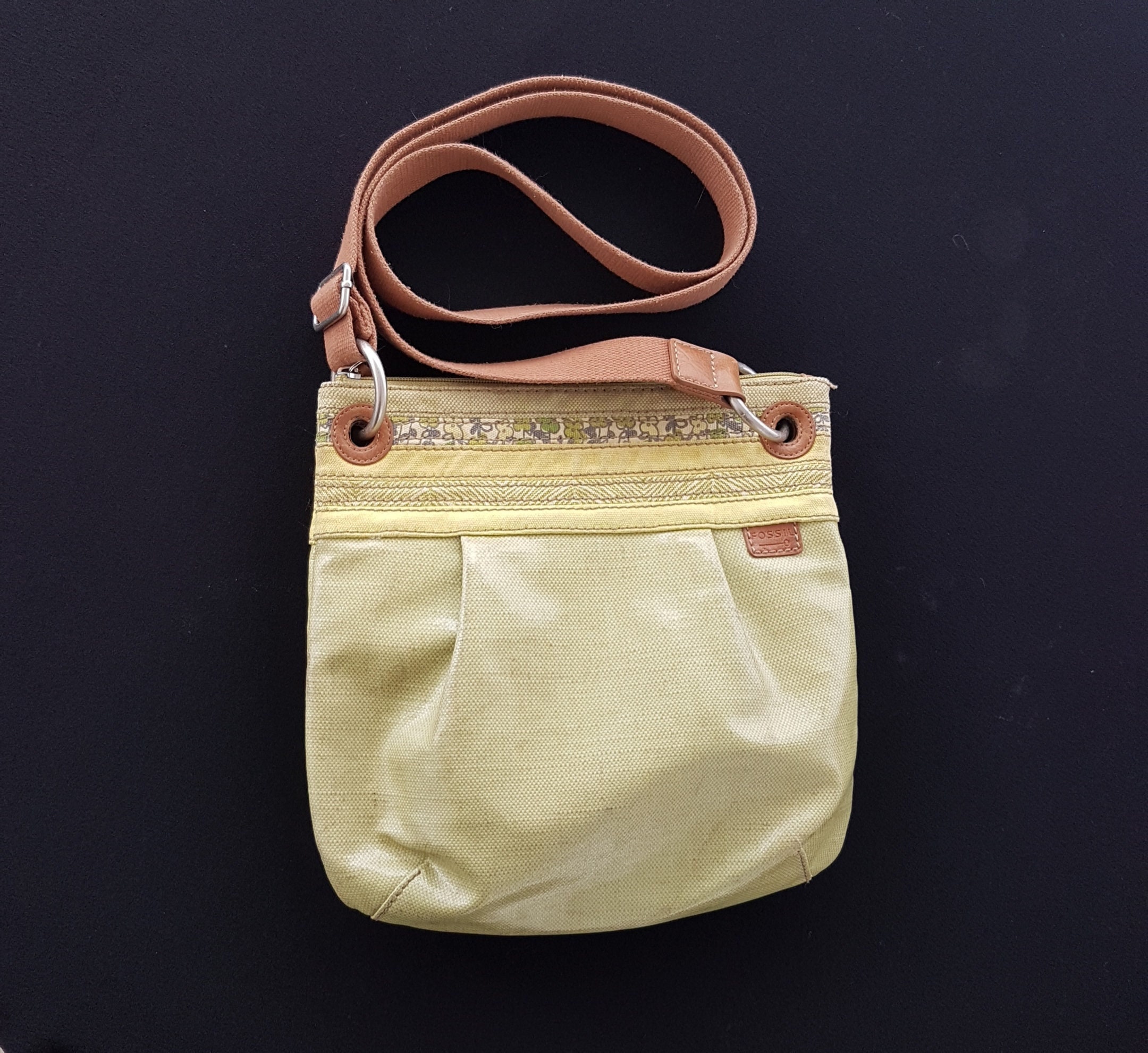 Vintage Fossil Key Per Coated Canvas Messenger Bag – BinxBerry Consignment