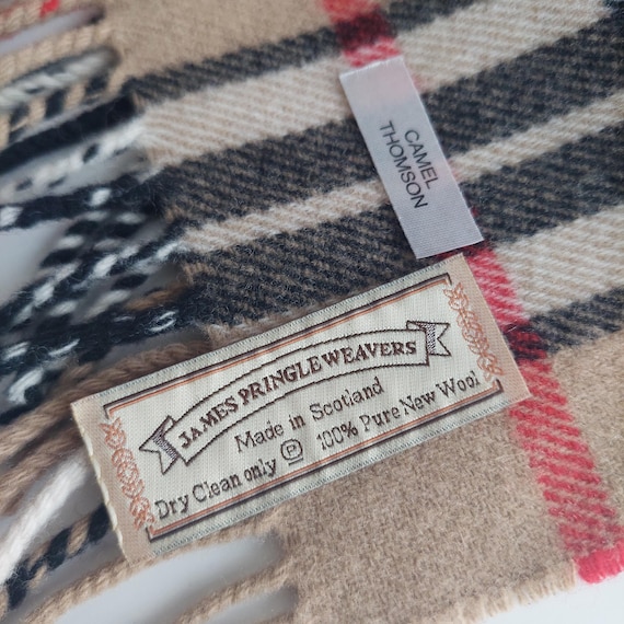 James Pringle Weavers Camel Thomson Tartan Wool Scarf - Scottish Celtic Gift View 3