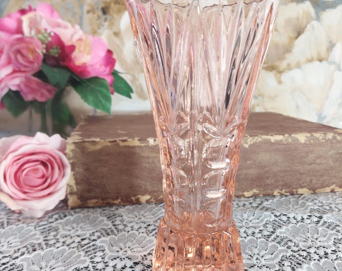 Vintage Lausitzer Olympia Pink Glass Flower Vase - Mid Century Modern Art Deco Collectible Decor