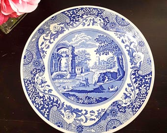 Vintage Spode Italian Blue & White Cake Plate - Elegant Serving Platter for Weddings and Parties