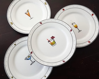 4pc Mayfair & Jackson Cocktails Porcelain Salad Plate Set