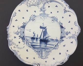 Antique Cabinet Plate, Franz Anton Mehlem, Royal Bonn Delft Plate, Made in Germany,  1885 to 1920