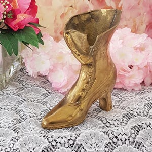 Brass Ladies Victorian Style Boot Vase or Long Match Holder