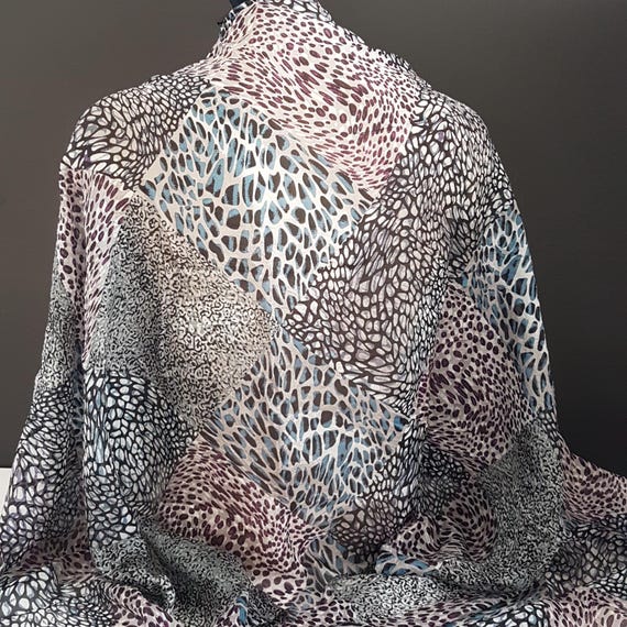 Mixed Animal Print Patchwork Silk Scarf - Leopard, Cheetah & Reptile Pattern
