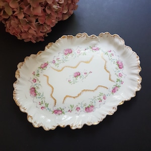 Vintage Limoges Porcelain Serving Tray, HG Stephenson Limoges France, Hand Painted, French Antique Vanity Tray, Dessert Plate
